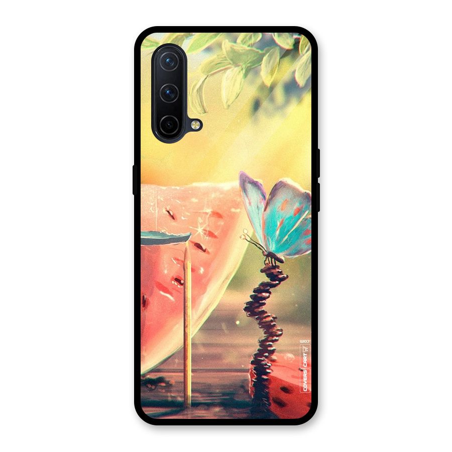 Watermelon Butterfly Glass Back Case for OnePlus Nord CE 5G