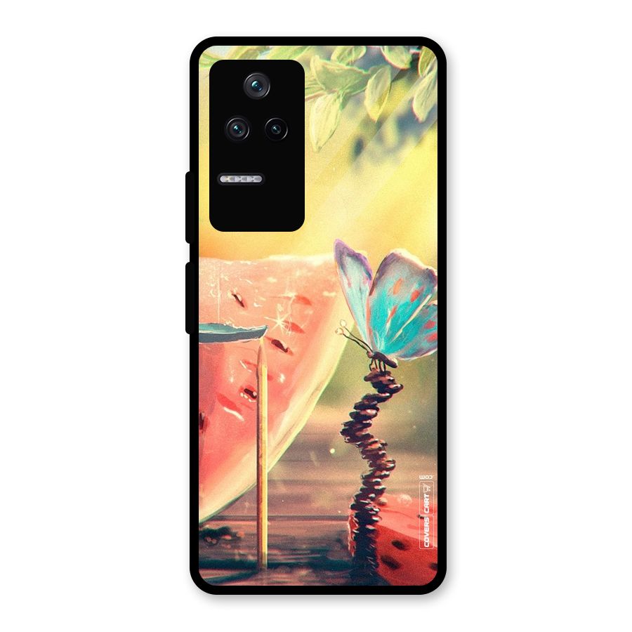 Watermelon Butterfly Glass Back Case for Poco F4 5G