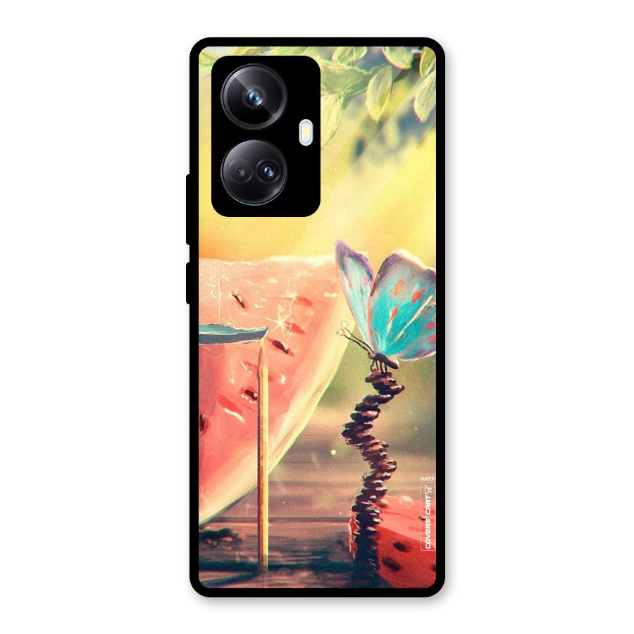 Watermelon Butterfly Glass Back Case for Realme 10 Pro Plus