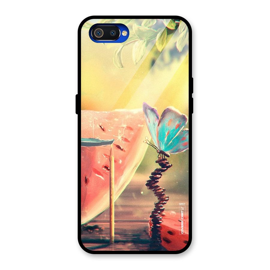 Watermelon Butterfly Glass Back Case for Realme C2