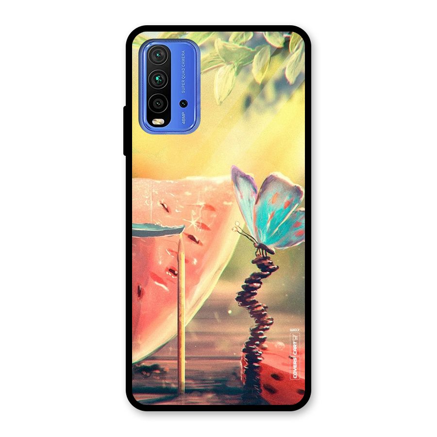Watermelon Butterfly Glass Back Case for Redmi 9 Power