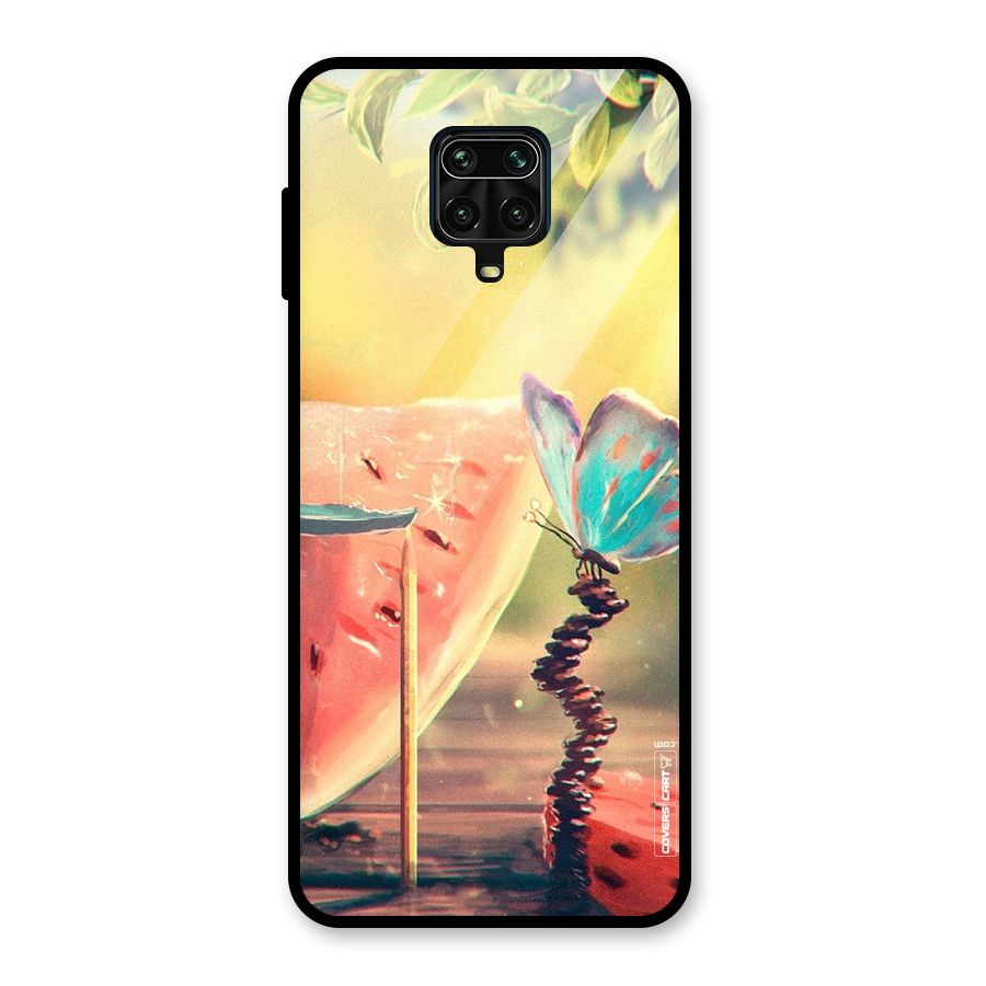 Watermelon Butterfly Glass Back Case for Redmi Note 9 Pro