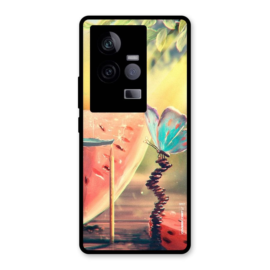 Watermelon Butterfly Glass Back Case for Vivo iQOO 11 5G