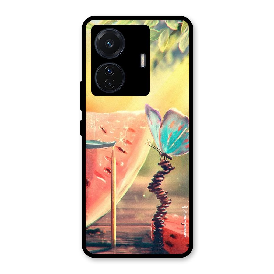 Watermelon Butterfly Glass Back Case for Vivo iQOO Z6 Pro