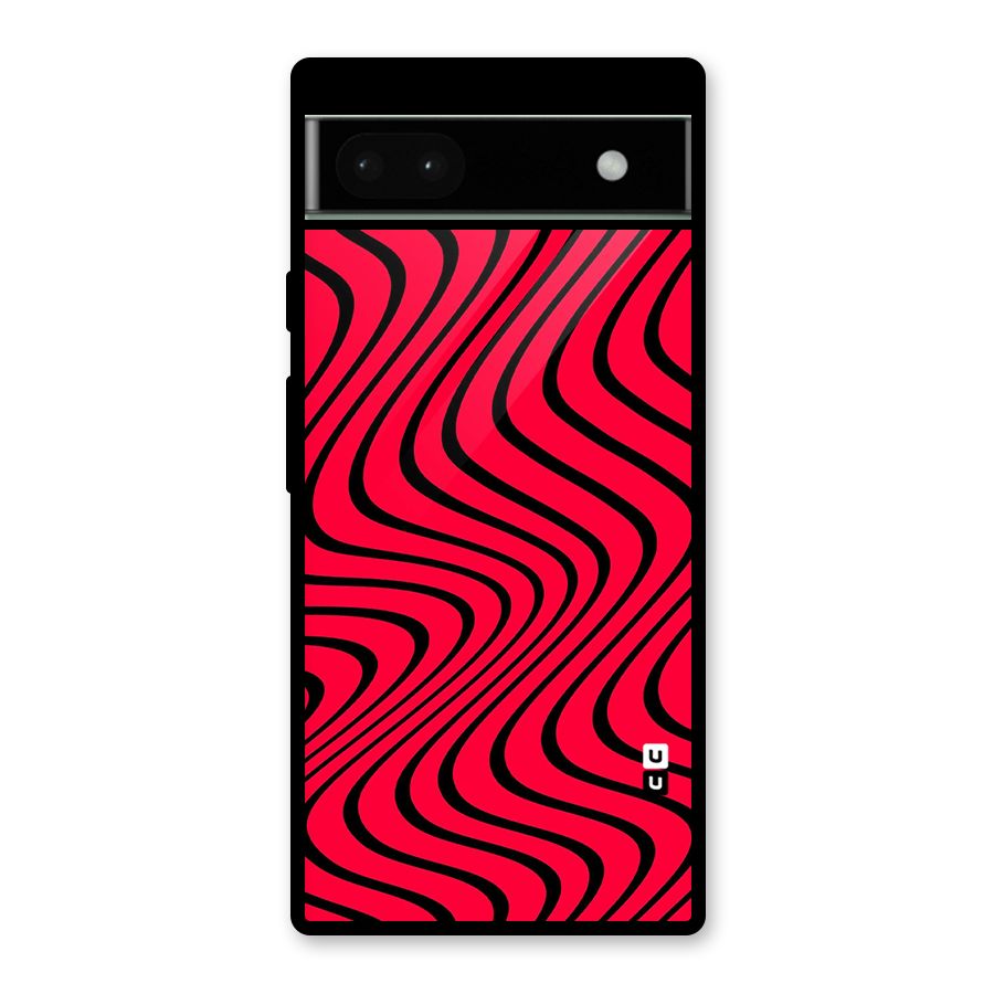 Waves Pattern Print Glass Back Case for Google Pixel 6a