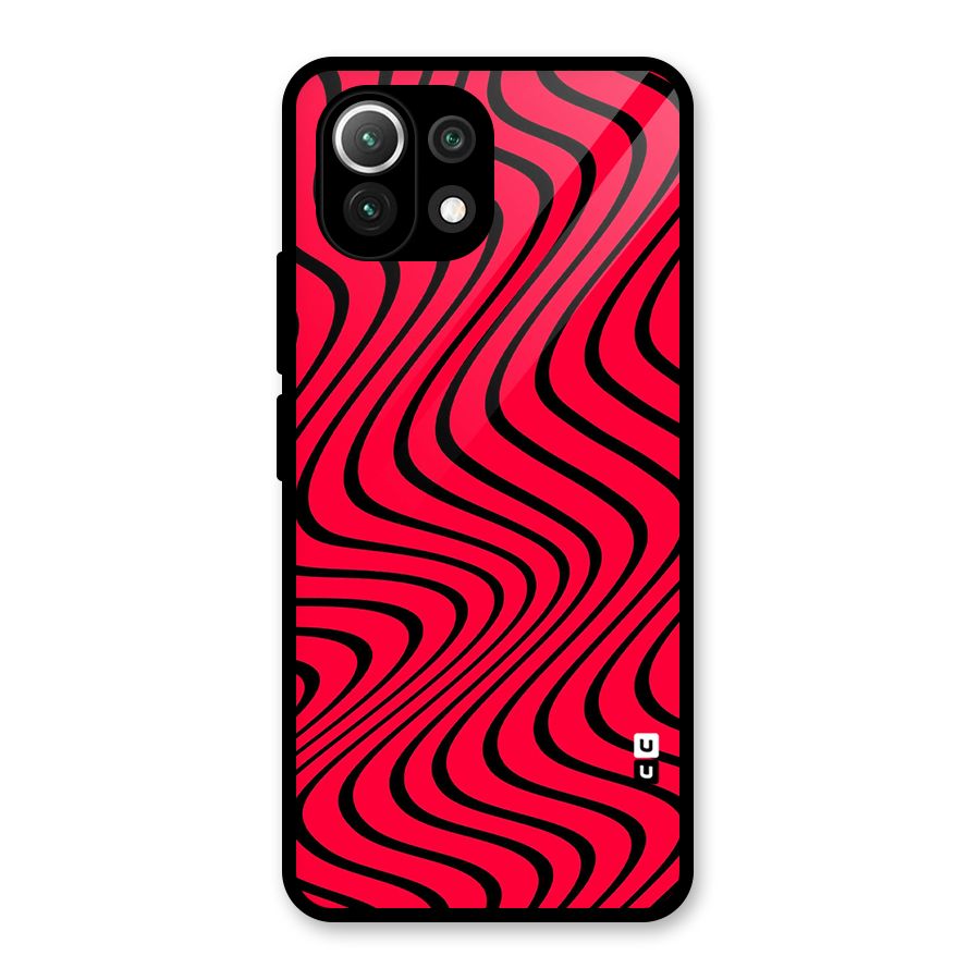 Waves Pattern Print Glass Back Case for Mi 11 Lite NE 5G