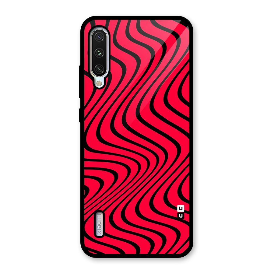 Waves Pattern Print Glass Back Case for Mi A3