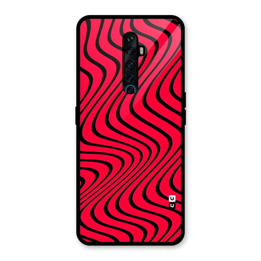 Waves Pattern Print Glass Back Case for Oppo Reno2 F