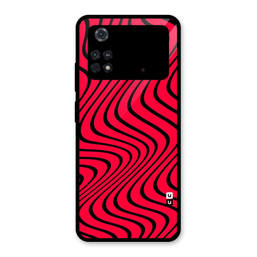 Waves Pattern Print Glass Back Case for Poco M4 Pro 4G