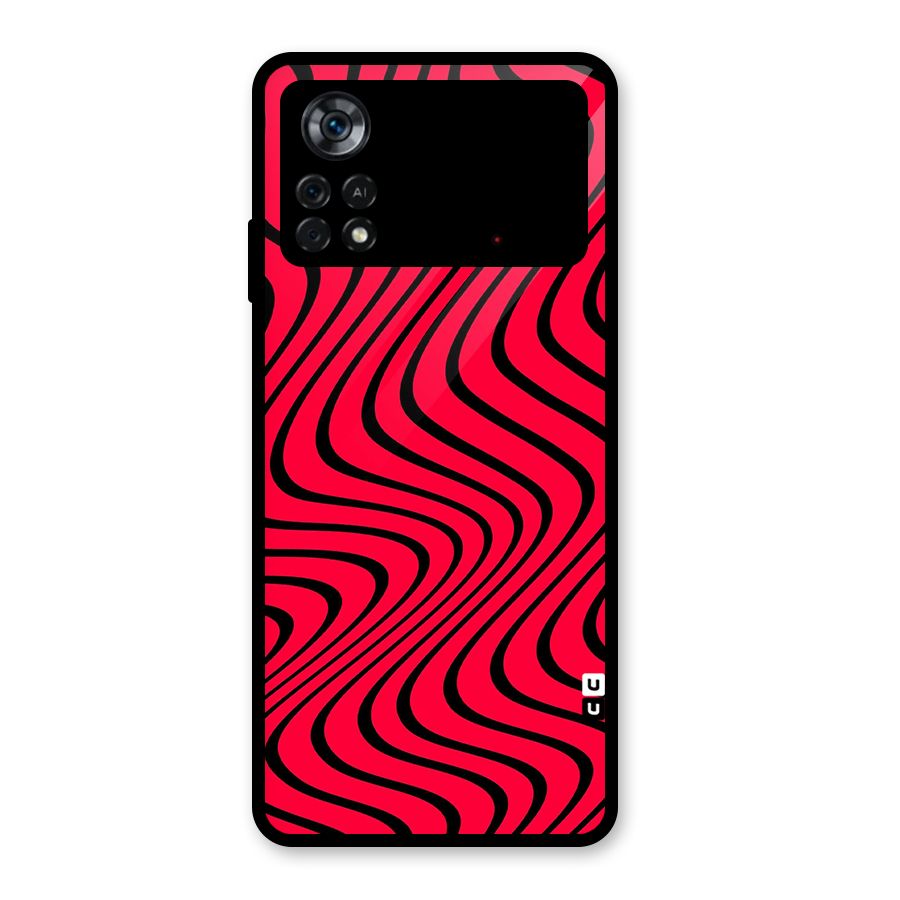 Waves Pattern Print Glass Back Case for Poco X4 Pro 5G