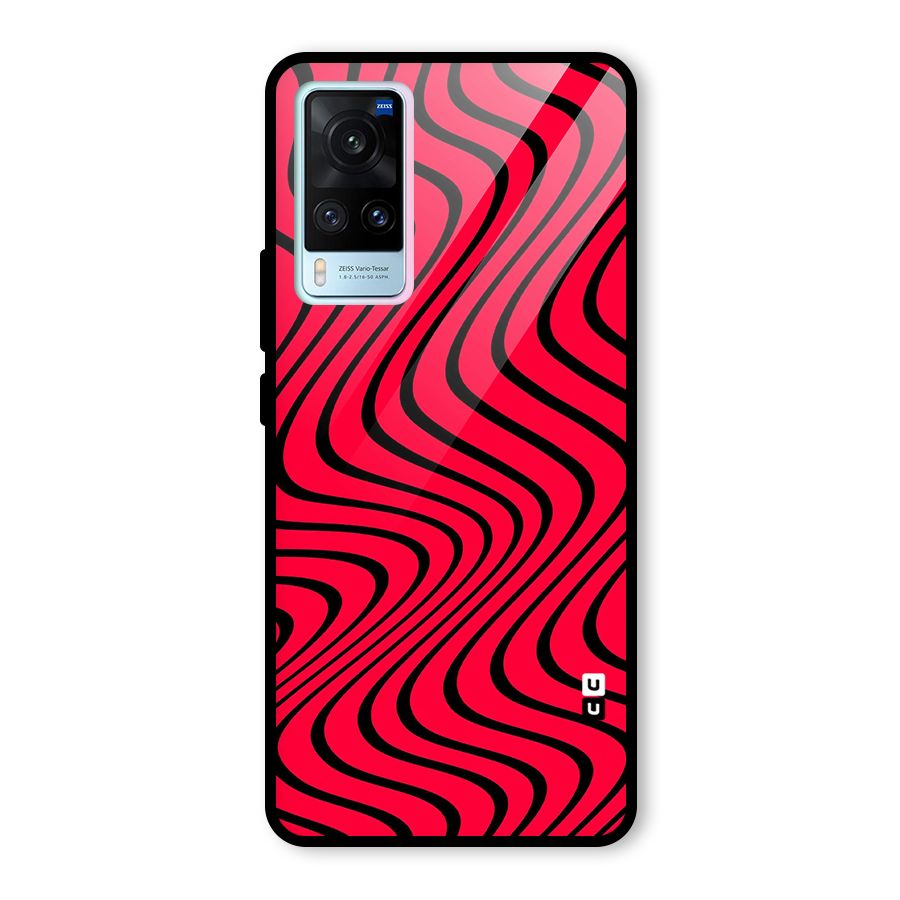 Waves Pattern Print Glass Back Case for Vivo X60