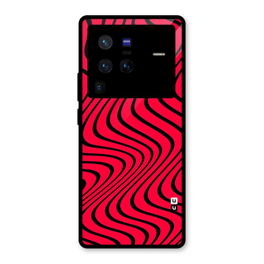 Waves Pattern Print Glass Back Case for Vivo X80 Pro