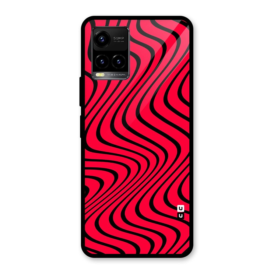 Waves Pattern Print Glass Back Case for Vivo Y21T
