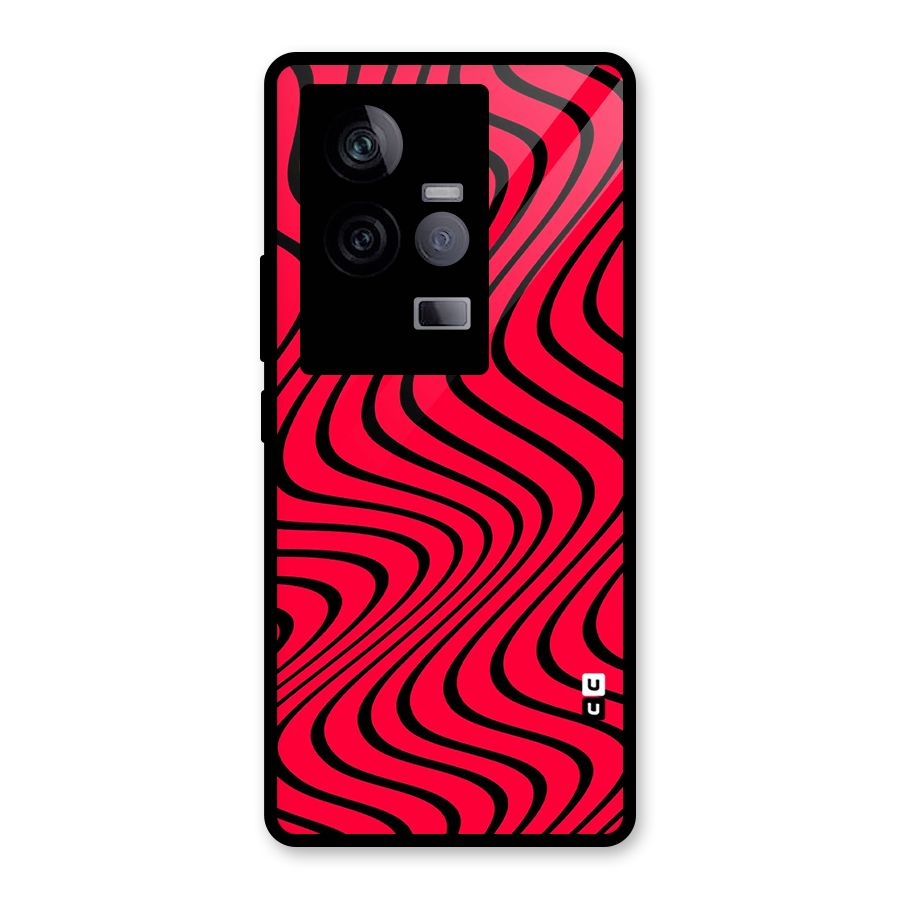 Waves Pattern Print Glass Back Case for Vivo iQOO 11 5G