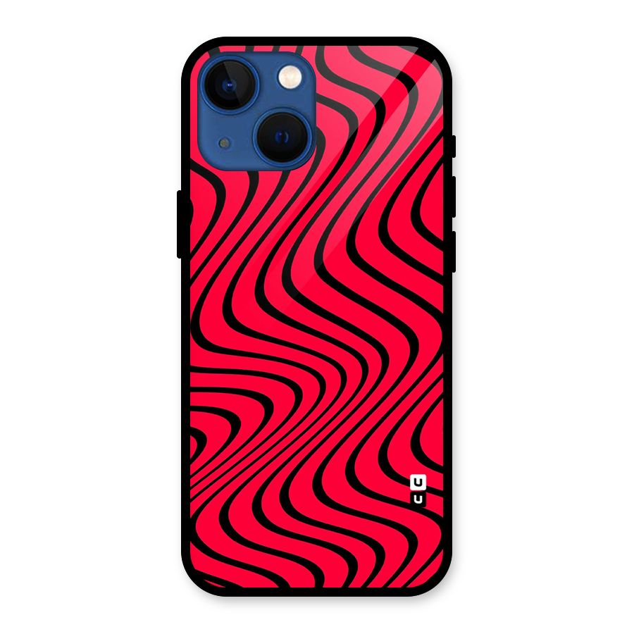 Waves Pattern Print Glass Back Case for iPhone 13 Mini