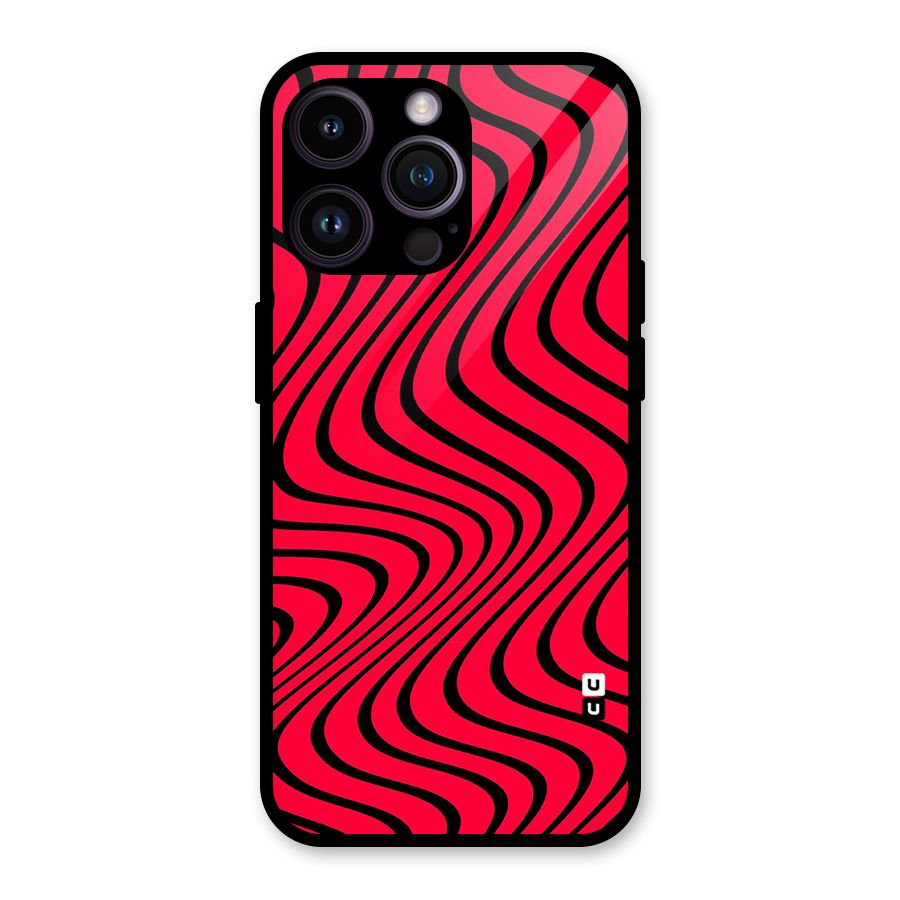 Waves Pattern Print Glass Back Case for iPhone 14 Pro Max