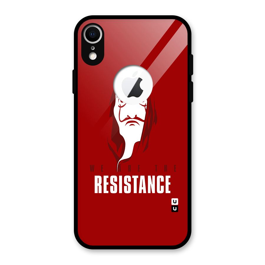 We Are Resistance Glass Back Case for iPhone XR Logo Cut