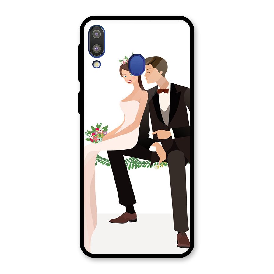 Wedding Couple Glass Back Case for Galaxy M20