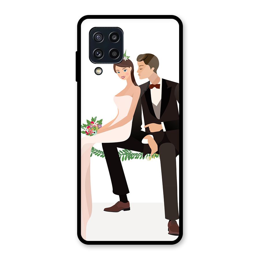 Wedding Couple Glass Back Case for Galaxy M32