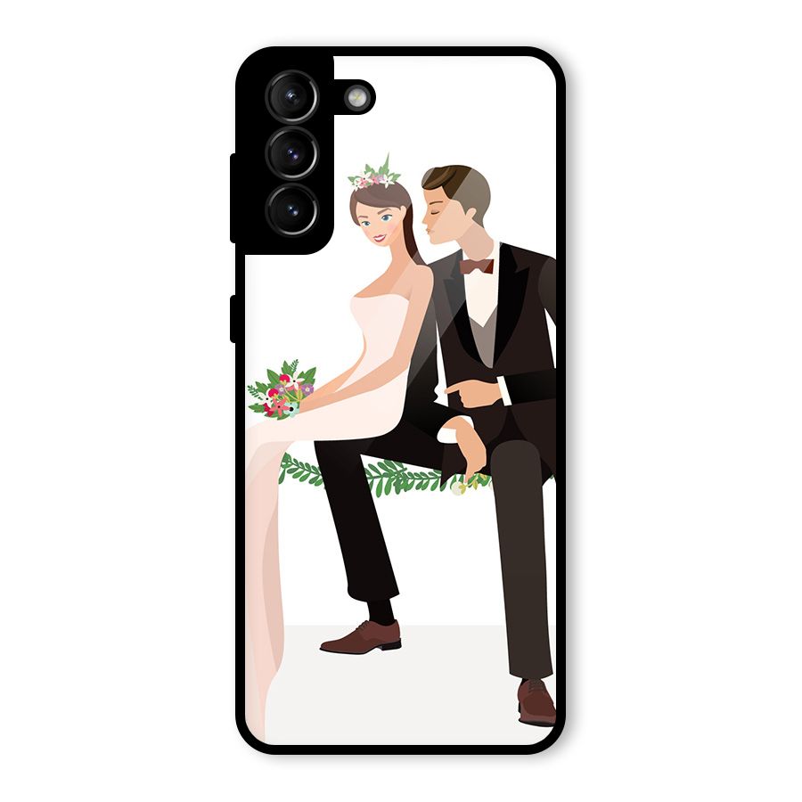 Wedding Couple Glass Back Case for Galaxy S21 Plus