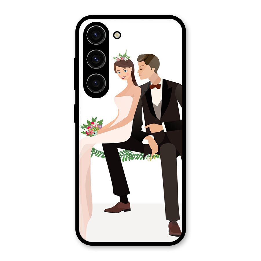 Wedding Couple Glass Back Case for Galaxy S23