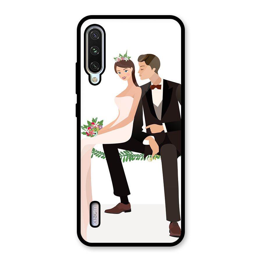 Wedding Couple Glass Back Case for Mi A3