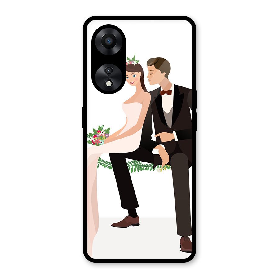 Wedding Couple Glass Back Case for Oppo A78