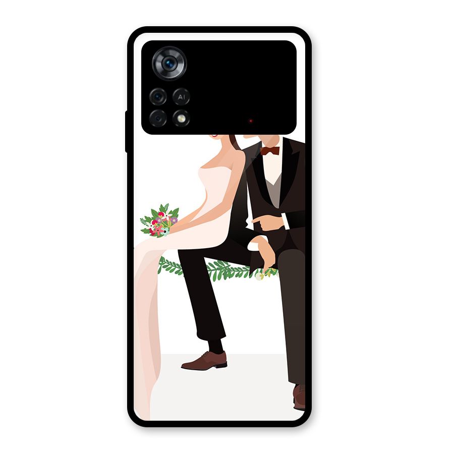 Wedding Couple Glass Back Case for Poco X4 Pro 5G