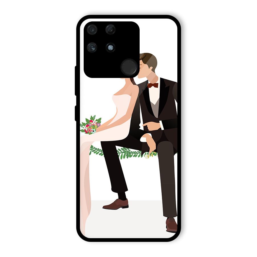 Wedding Couple Glass Back Case for Realme Narzo 50A