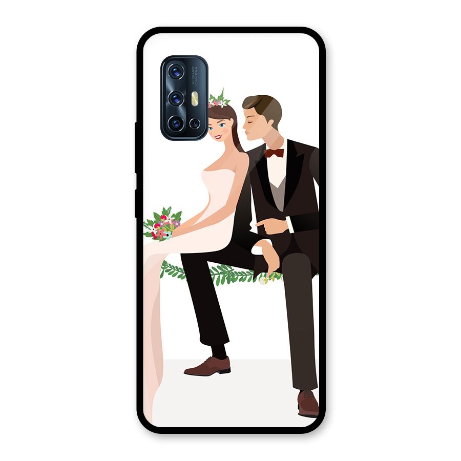 Wedding Couple Glass Back Case for Vivo V17