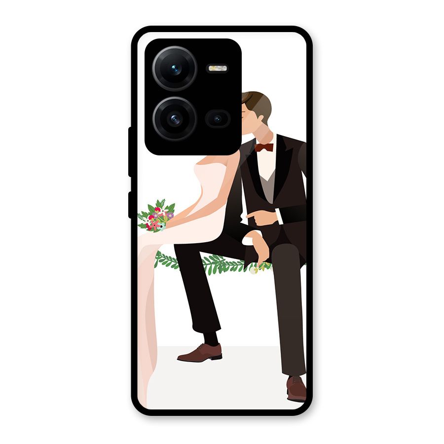 Wedding Couple Glass Back Case for Vivo V25