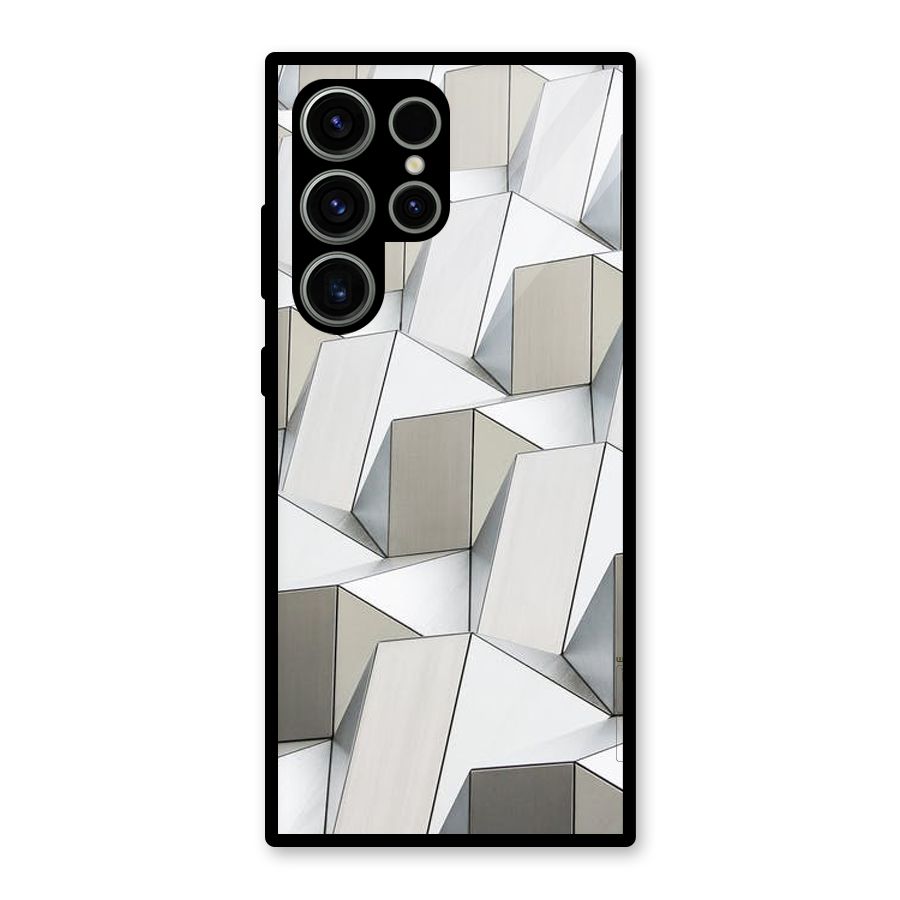 White Abstract Art Glass Back Case for Galaxy S23 Ultra