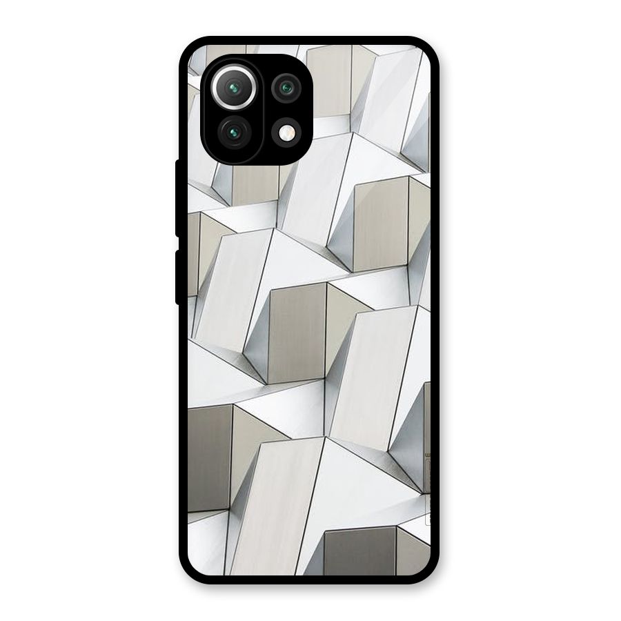 White Abstract Art Glass Back Case for Mi 11 Lite