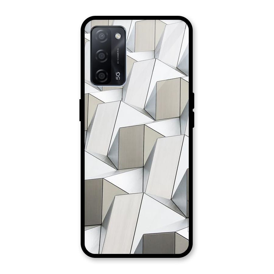 White Abstract Art Glass Back Case for Oppo A53s 5G
