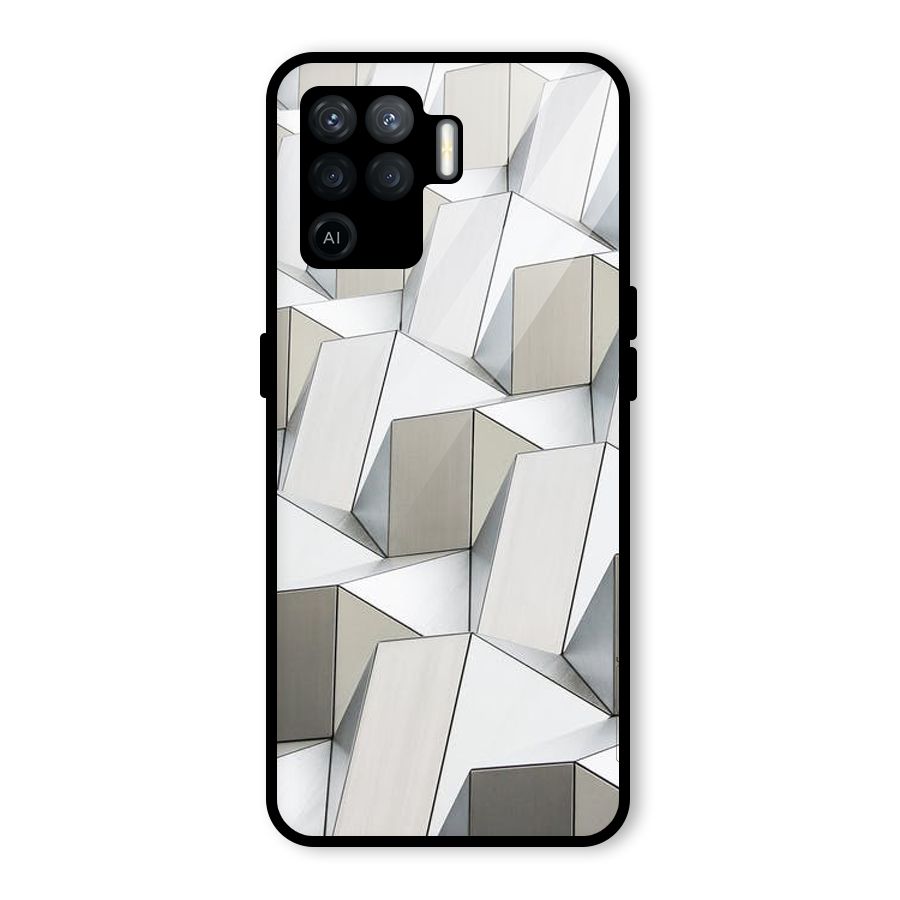 White Abstract Art Glass Back Case for Oppo F19 Pro