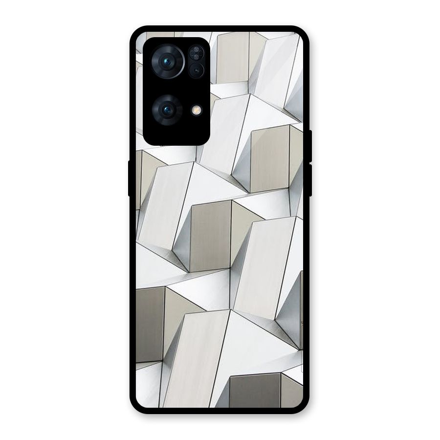 White Abstract Art Glass Back Case for Oppo Reno7 Pro 5G