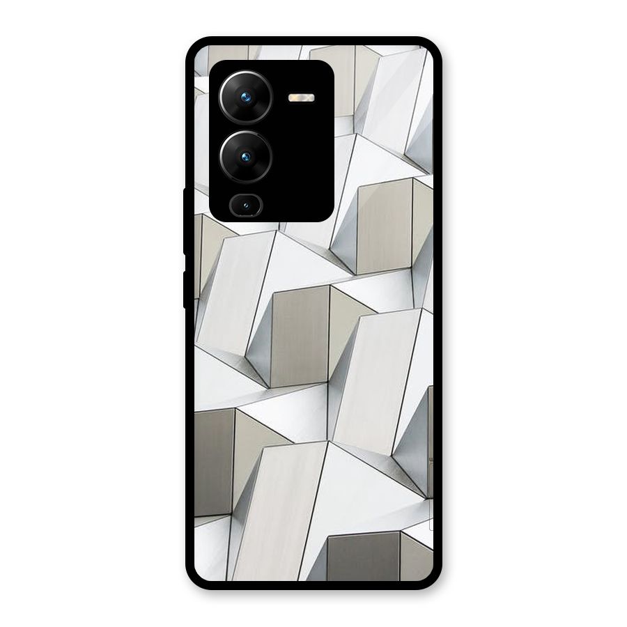 White Abstract Art Glass Back Case for Vivo V25 Pro
