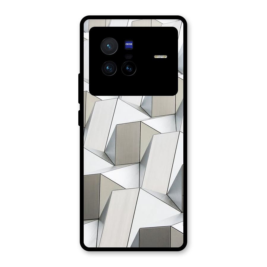 White Abstract Art Glass Back Case for Vivo X80