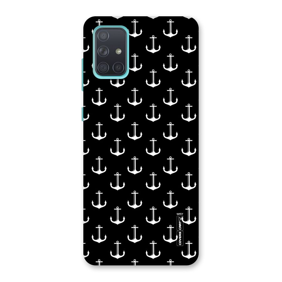 White And Black Anchor Pattern Back Case for Galaxy A71
