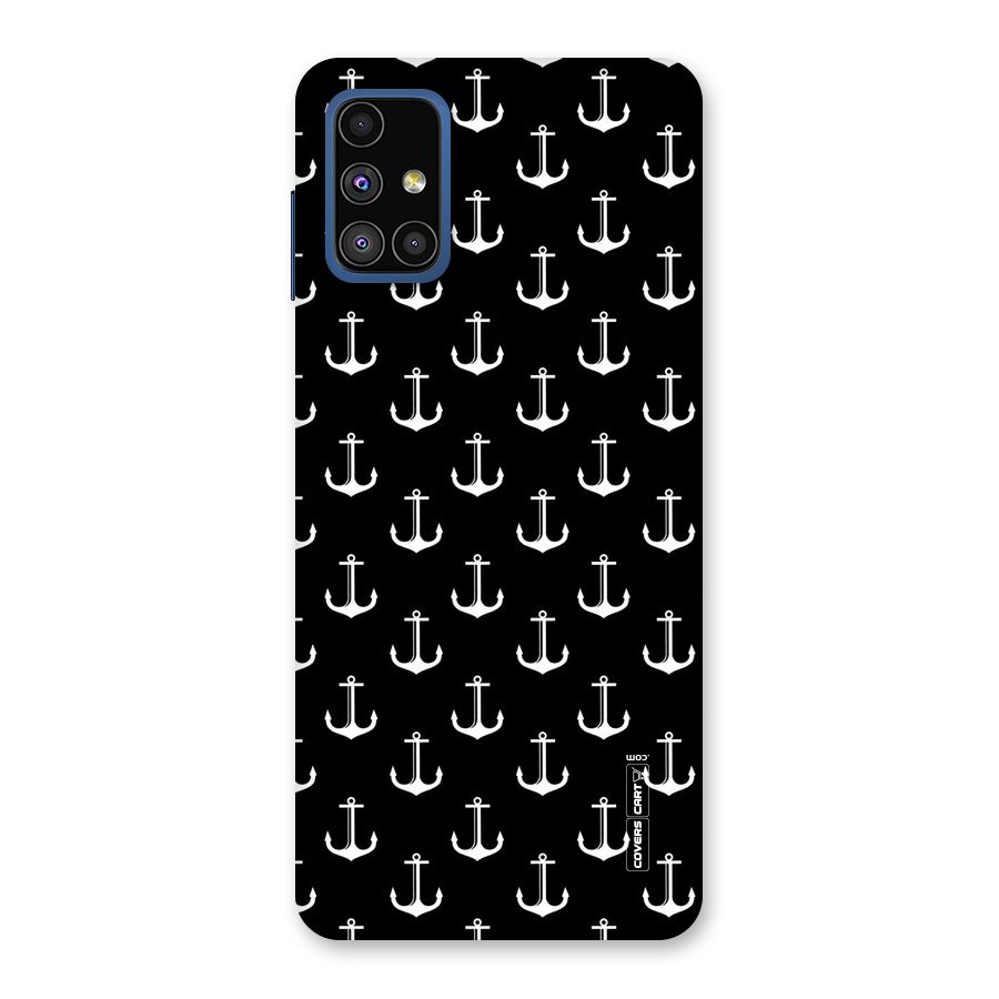 White And Black Anchor Pattern Back Case for Galaxy M51