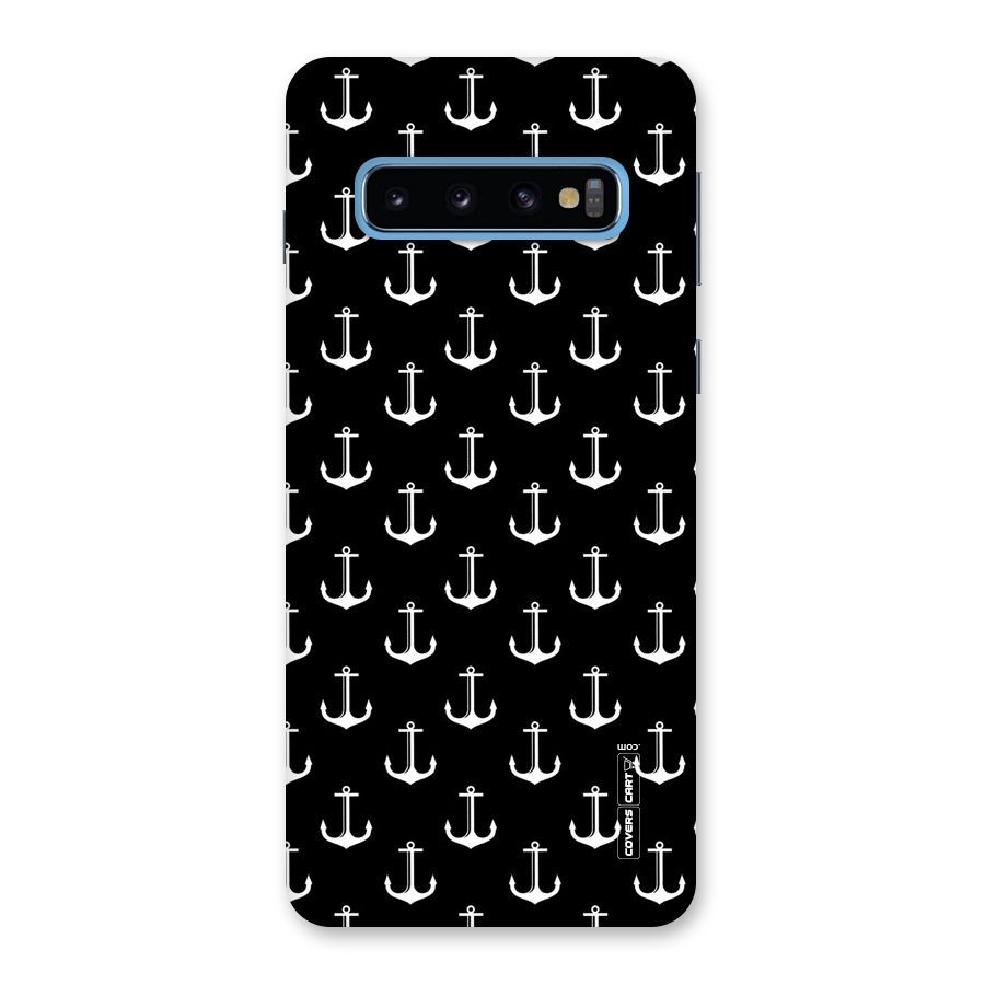 White And Black Anchor Pattern Back Case for Galaxy S10
