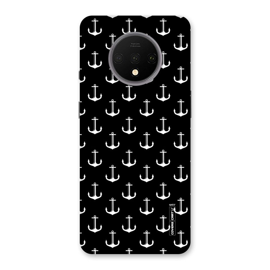 White And Black Anchor Pattern Back Case for OnePlus 7T