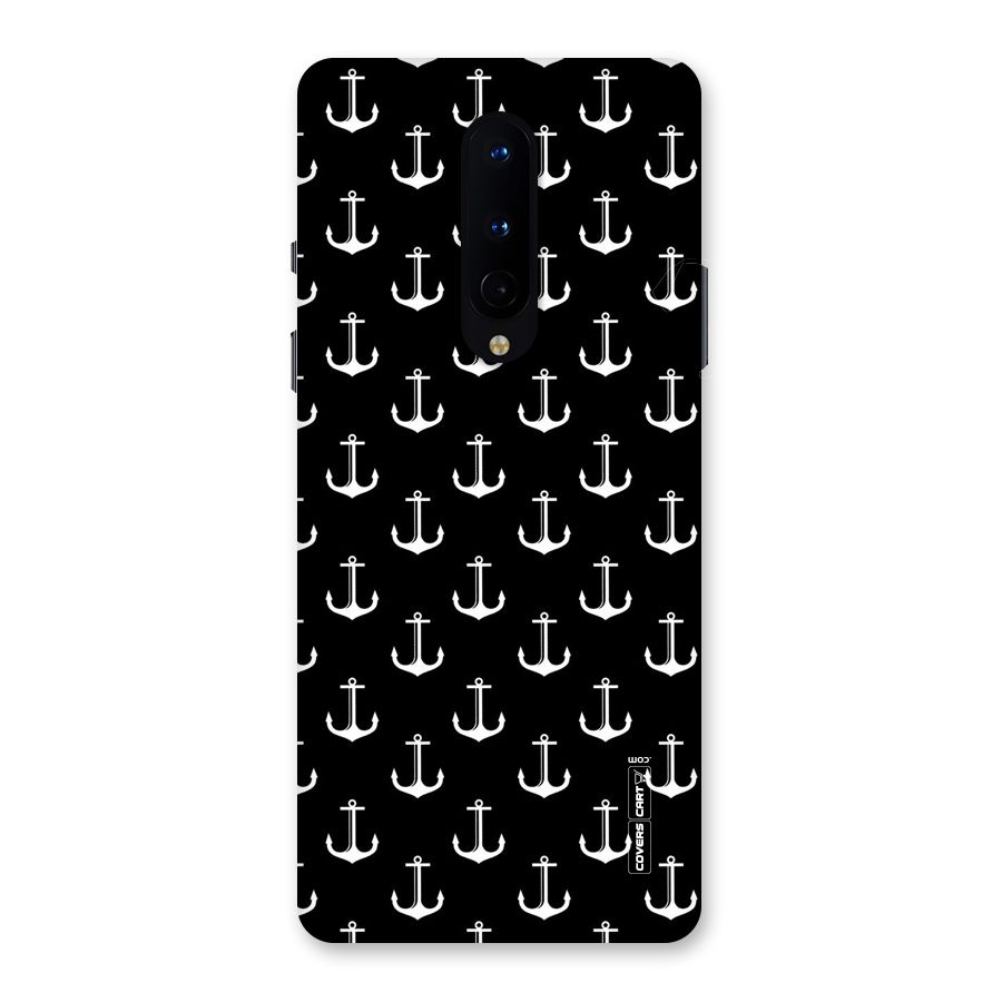 White And Black Anchor Pattern Back Case for OnePlus 8