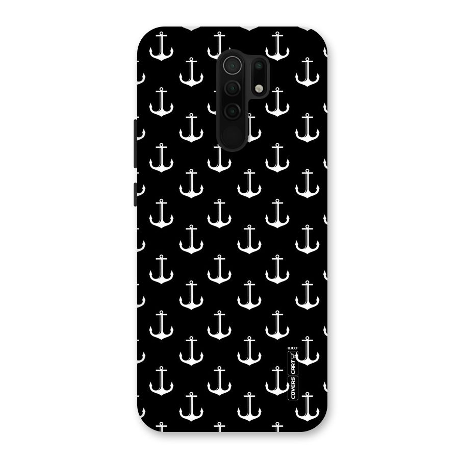 White And Black Anchor Pattern Back Case for Poco M2