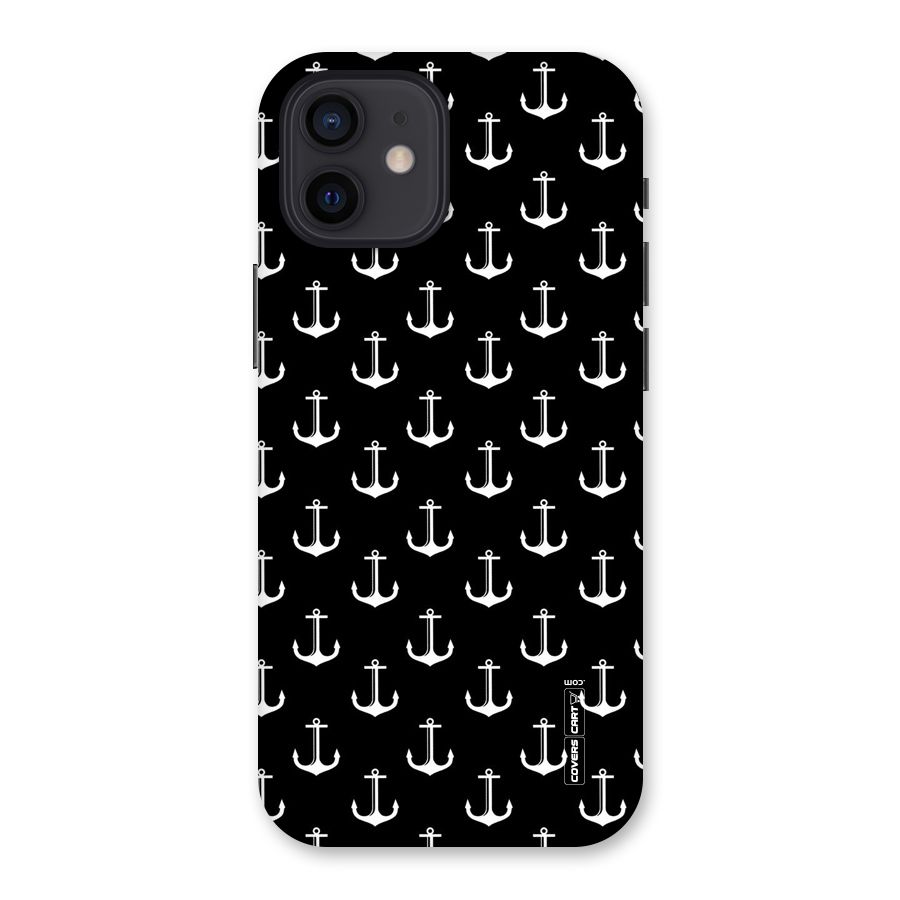 White And Black Anchor Pattern Back Case for iPhone 12