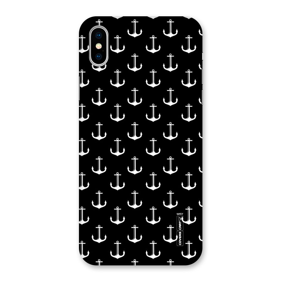 White And Black Anchor Pattern Back Case for iPhone XS