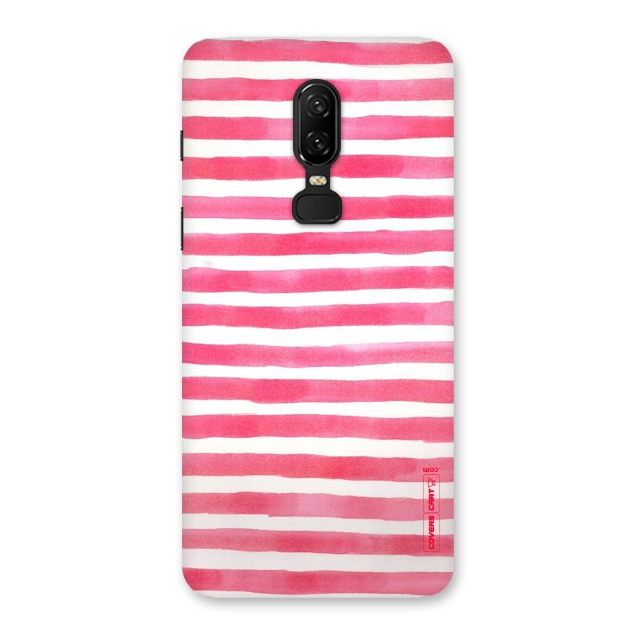 White And Pink Stripes Back Case for OnePlus 6