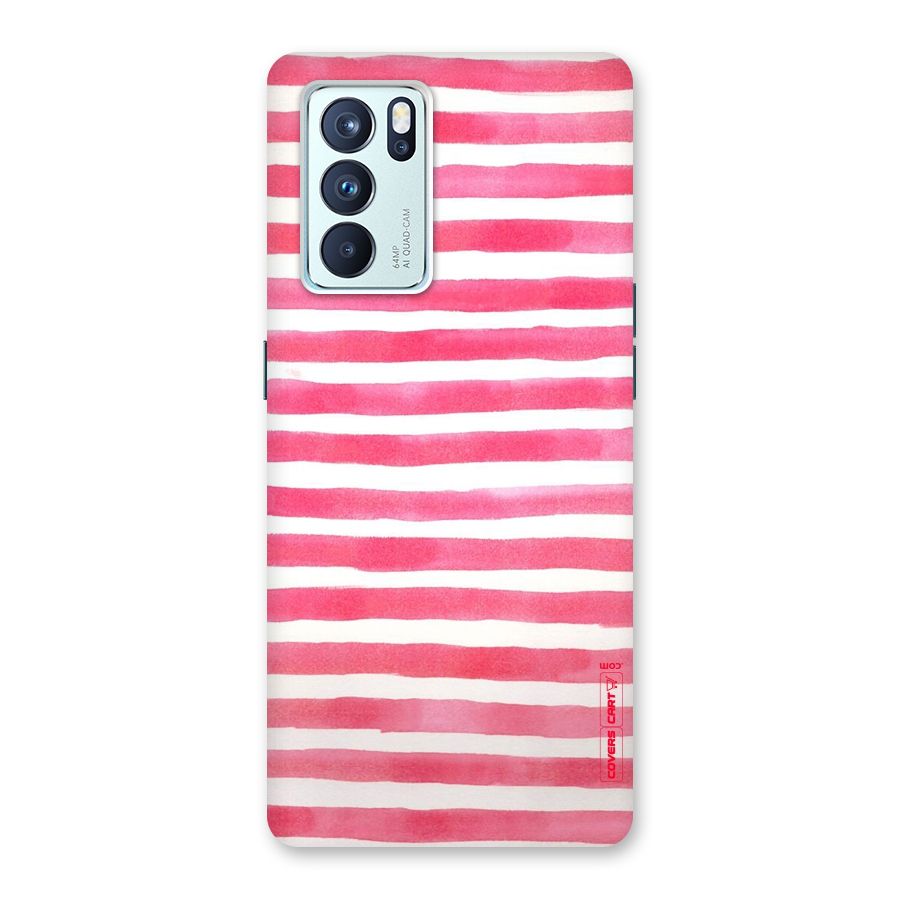 White And Pink Stripes Back Case for Oppo Reno6 Pro 5G