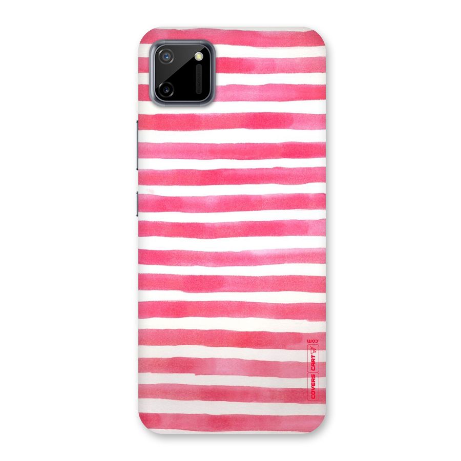 White And Pink Stripes Back Case for Realme C11