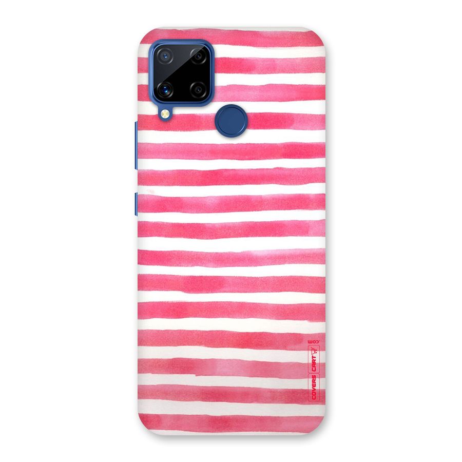 White And Pink Stripes Back Case for Realme C15
